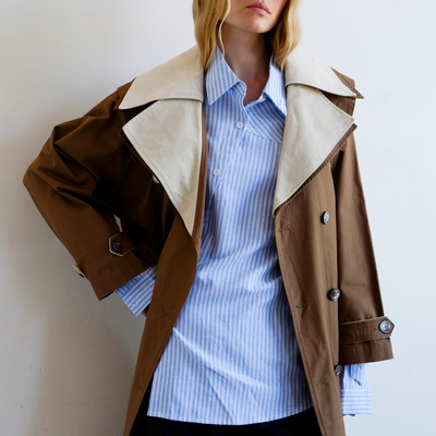 Double Layer Trench - Cream & Tan