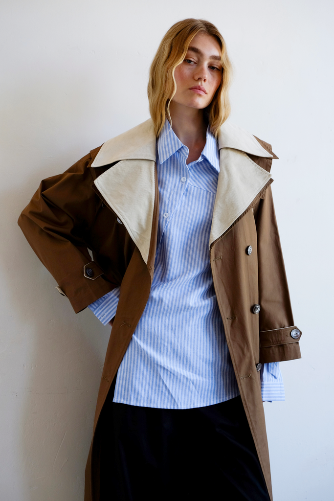 Double Layer Trench - Cream & Tan