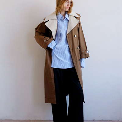 Double Layer Trench - Cream & Tan