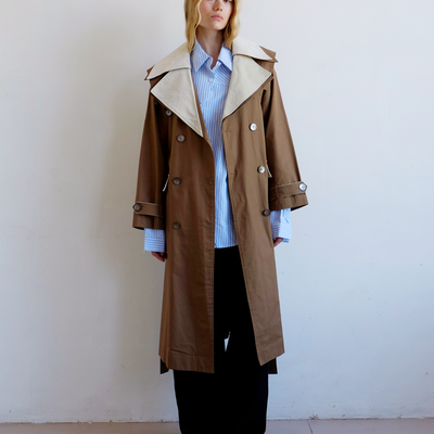 Double Layer Trench - Cream & Tan