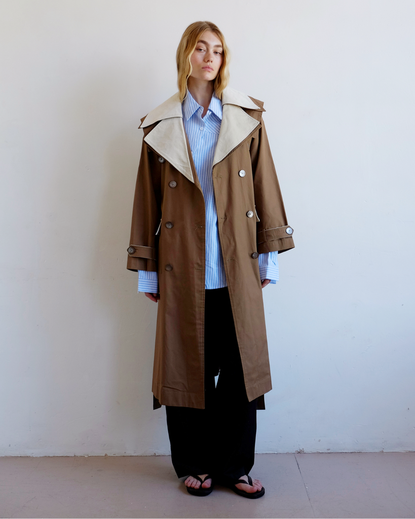 Double Layer Trench - Cream & Tan
