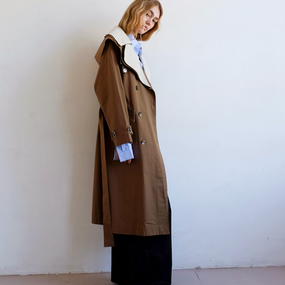 Double Layer Trench - Cream & Tan