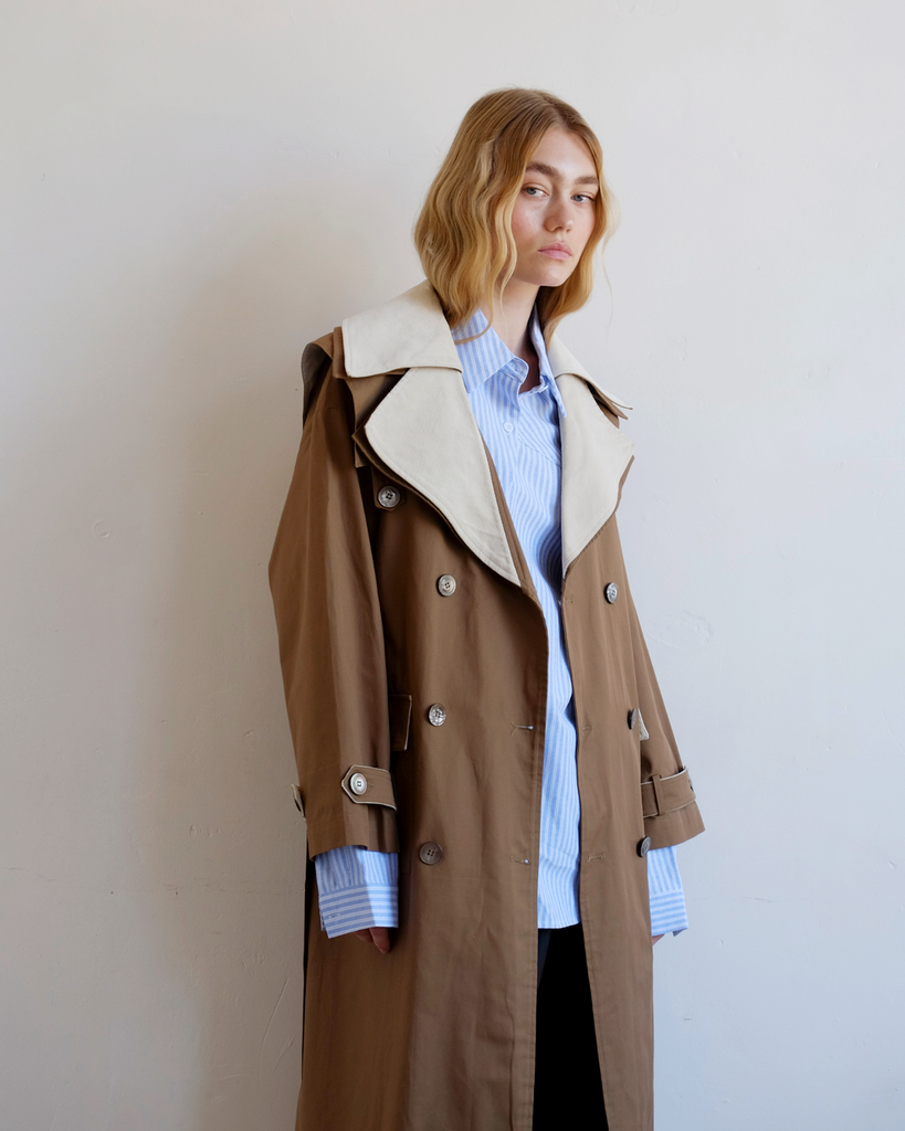 Double Layer Trench - Cream & Tan