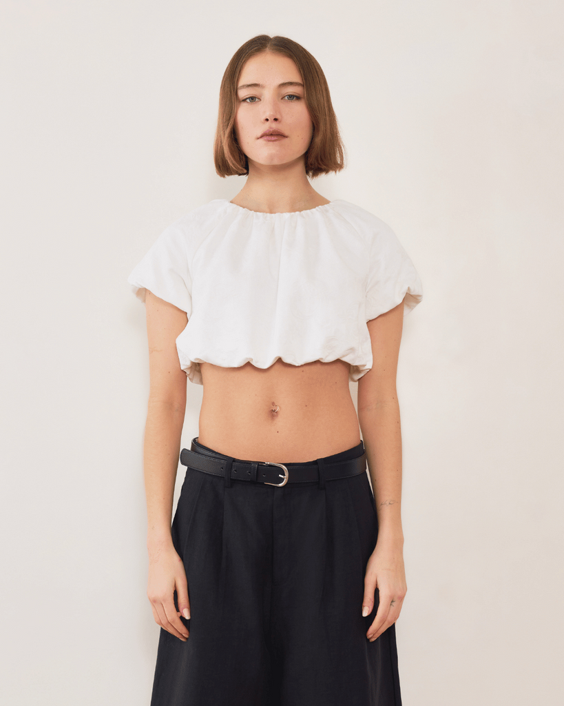 Esme Jacquard Puff Crop Top