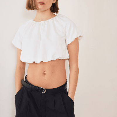 Esme Jacquard Puff Crop Top