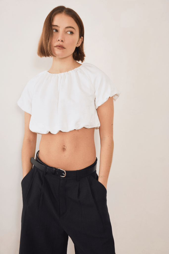 Esme Jacquard Puff Crop Top