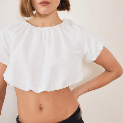 Esme Jacquard Puff Crop Top