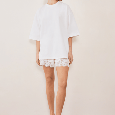 Evie Lace Jacquard Mini Shorts - White