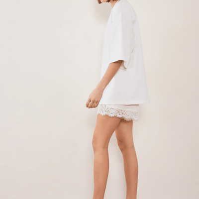 Evie Lace Jacquard Mini Shorts - White