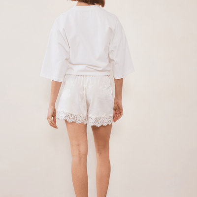 Evie Lace Jacquard Mini Shorts - White