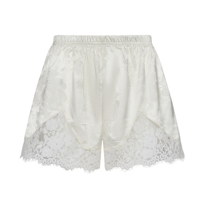 Evie Lace Jacquard Mini Shorts - White