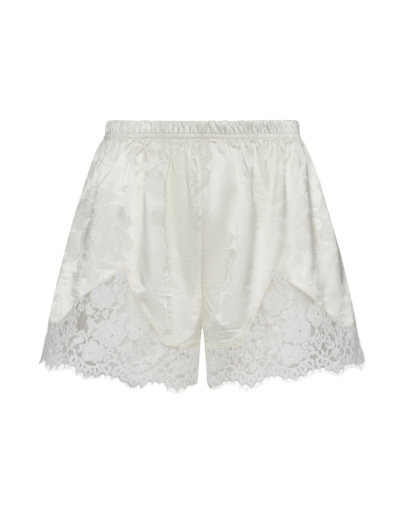Evie Lace Jacquard Mini Shorts - White