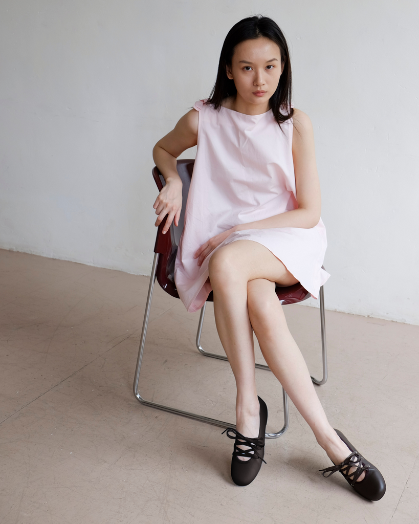 Lacey Leather Ballet Flat - Choc