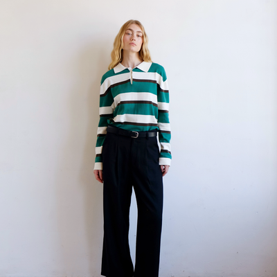 Prep Stripe Polo - Dark Green