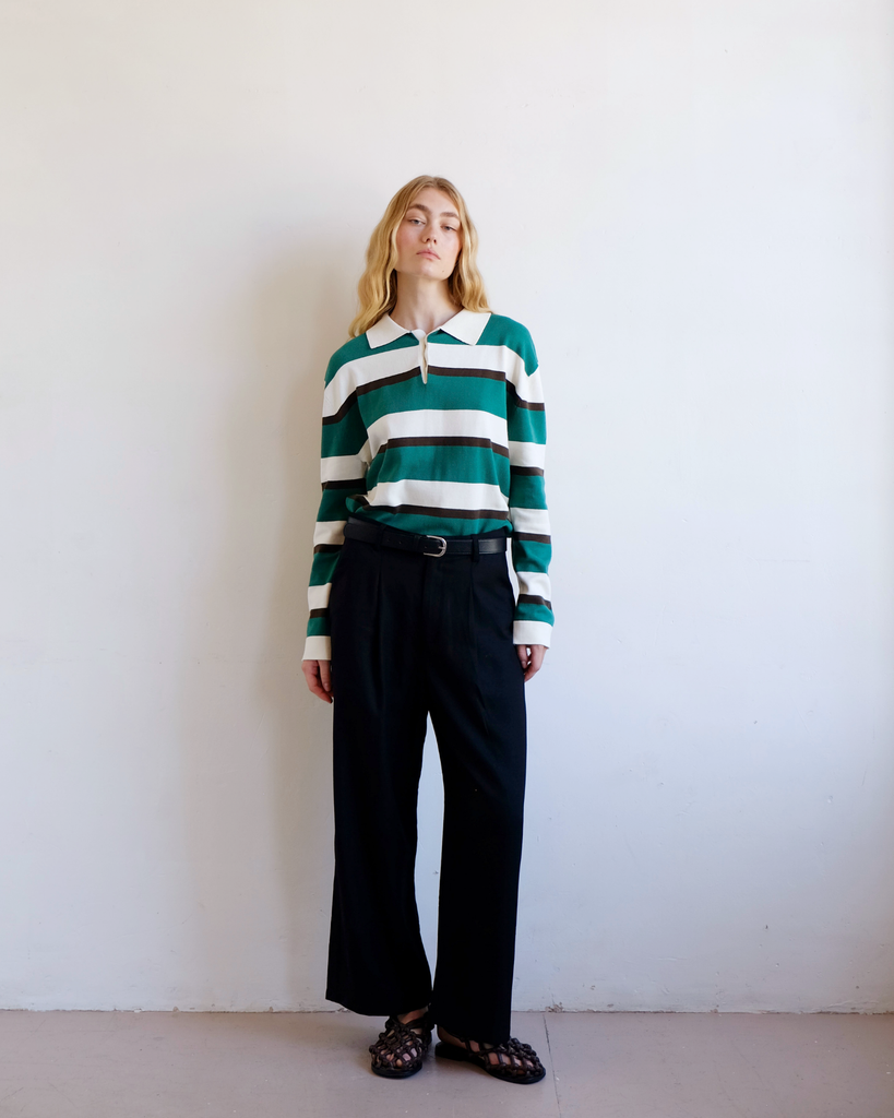 Prep Stripe Polo - Dark Green
