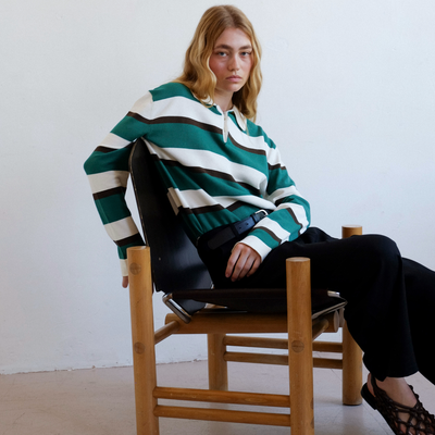 Prep Stripe Polo - Dark Green