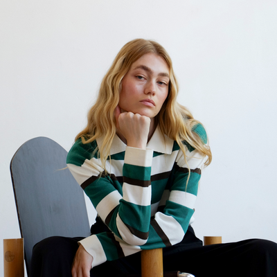 Prep Stripe Polo - Dark Green