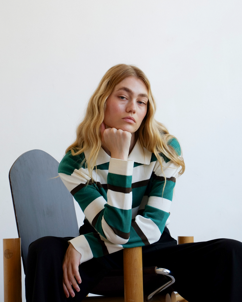 Prep Stripe Polo - Dark Green
