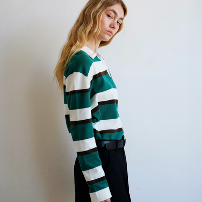 Prep Stripe Polo - Dark Green