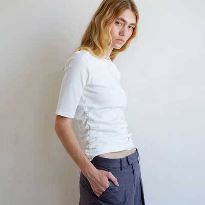 Ruched Tee - Ivory