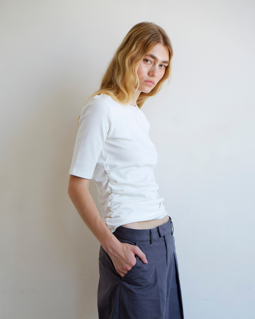 Ruched Tee - Ivory