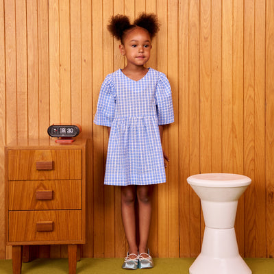 Customisable Poppy Dress - Blue Check