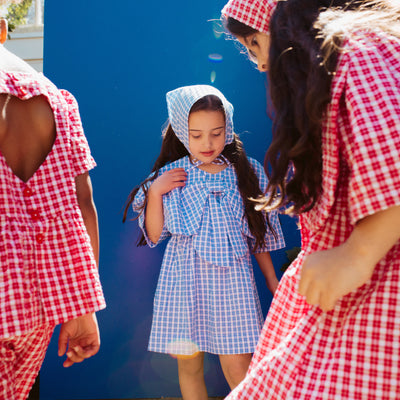 Customisable Poppy Dress - Blue Check