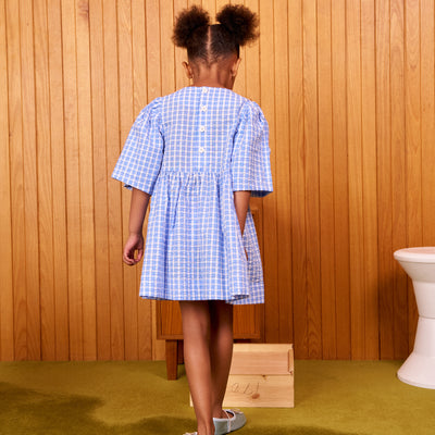 Customisable Poppy Dress - Blue Check