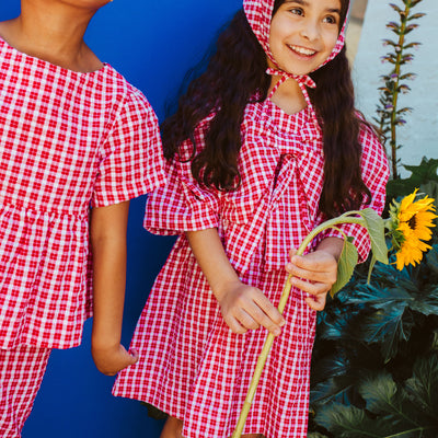 Customisable Poppy Dress - Ruby Check