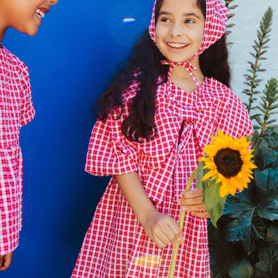 Customisable Poppy Dress - Ruby Check