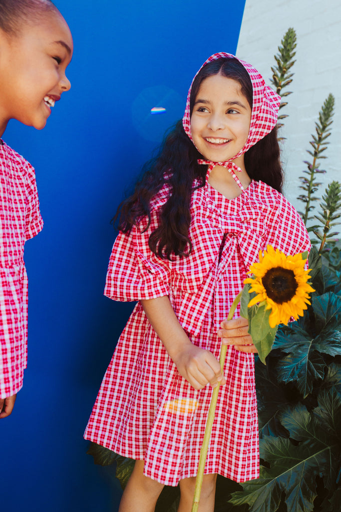 Customisable Poppy Dress - Ruby Check