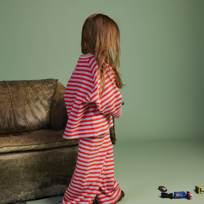 Terry 3/4 Sleeve Crew - Matchstick Stripe