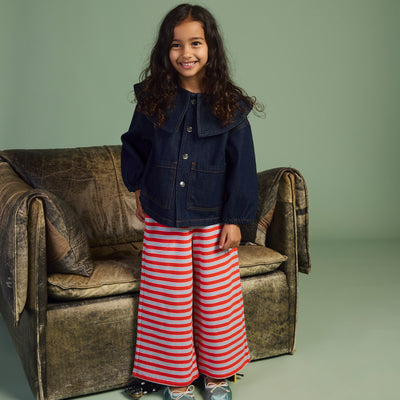 Terry Wide Leg Pants - Matchstick Stripe