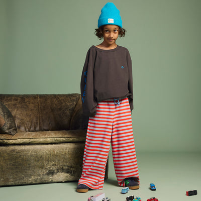 Terry Wide Leg Pants - Matchstick Stripe