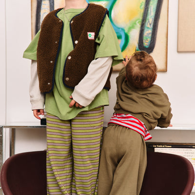 Terry Wide Leg Pants - Sprout Stripe