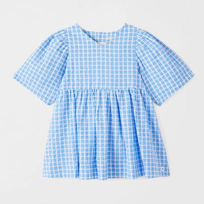 Customisable Poppy Dress - Blue Check
