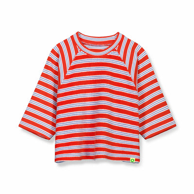 Terry 3/4 Sleeve Crew - Matchstick Stripe