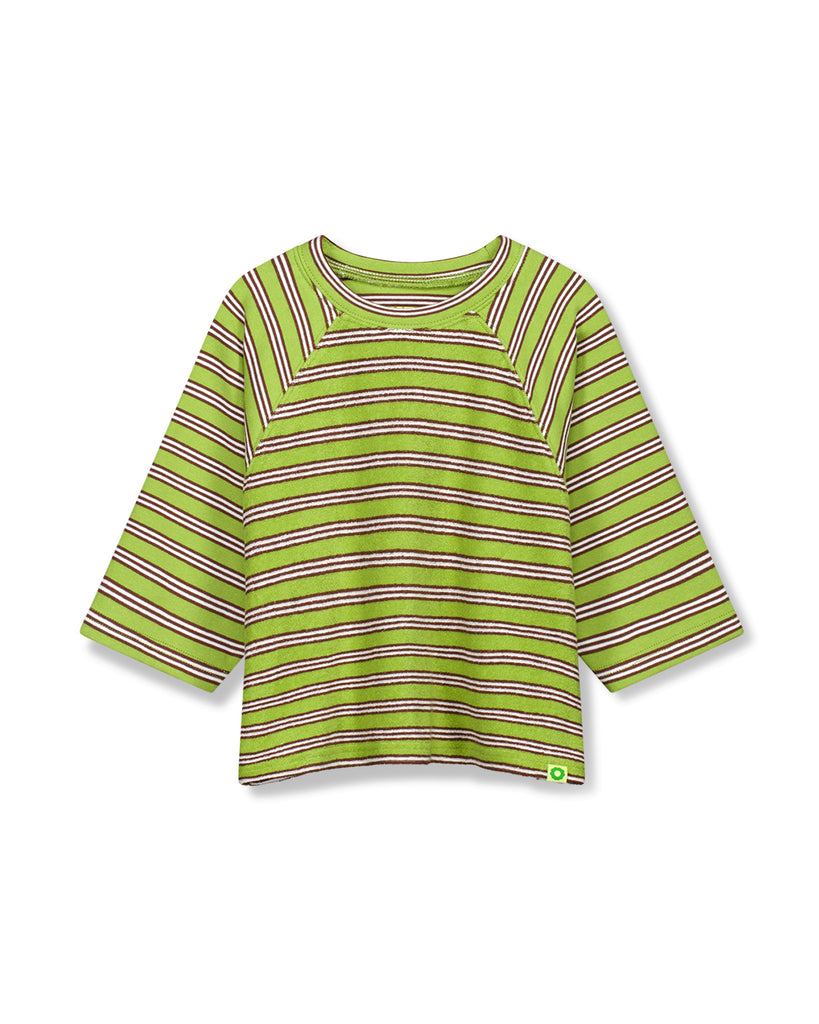 Terry 3/4 Sleeve Crew - Sprout Stripe