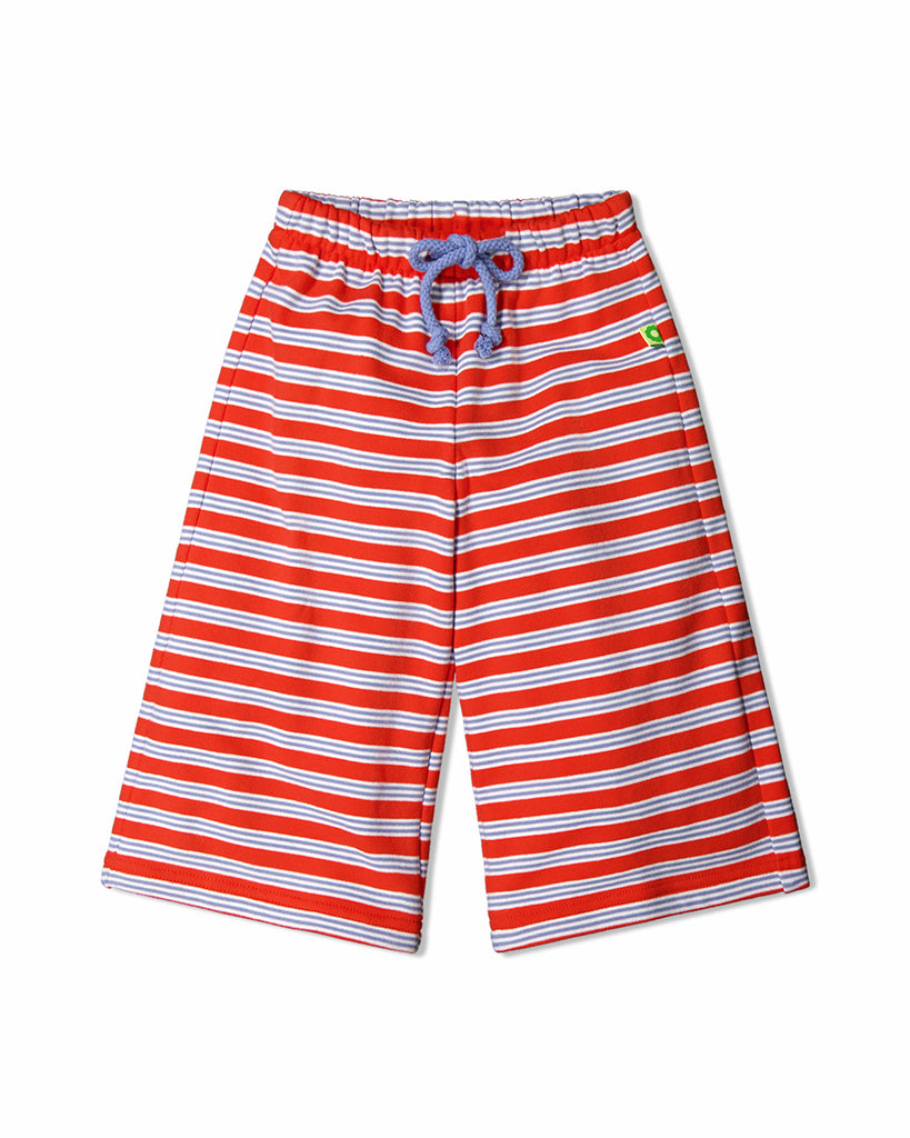 Terry Wide Leg Pants - Matchstick Stripe