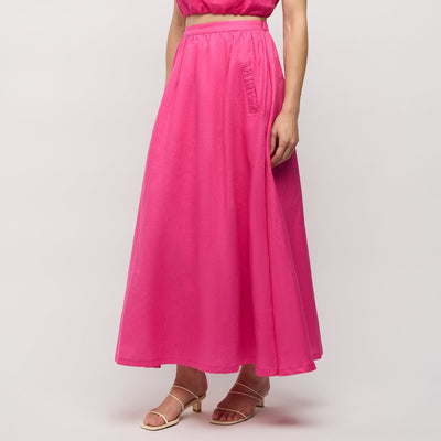 Adoni Linen Skirt - Hot Pink