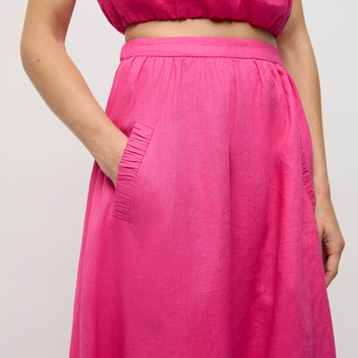 Adoni Linen Skirt - Hot Pink