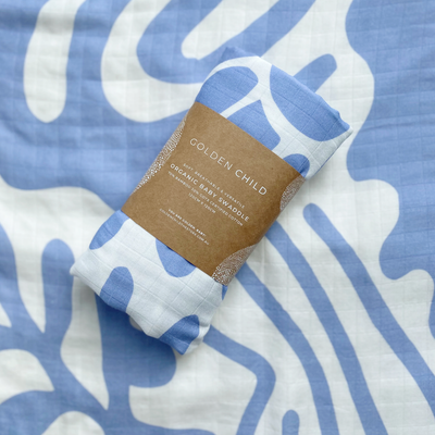 Holiday Baby Swaddle - Golden Blue