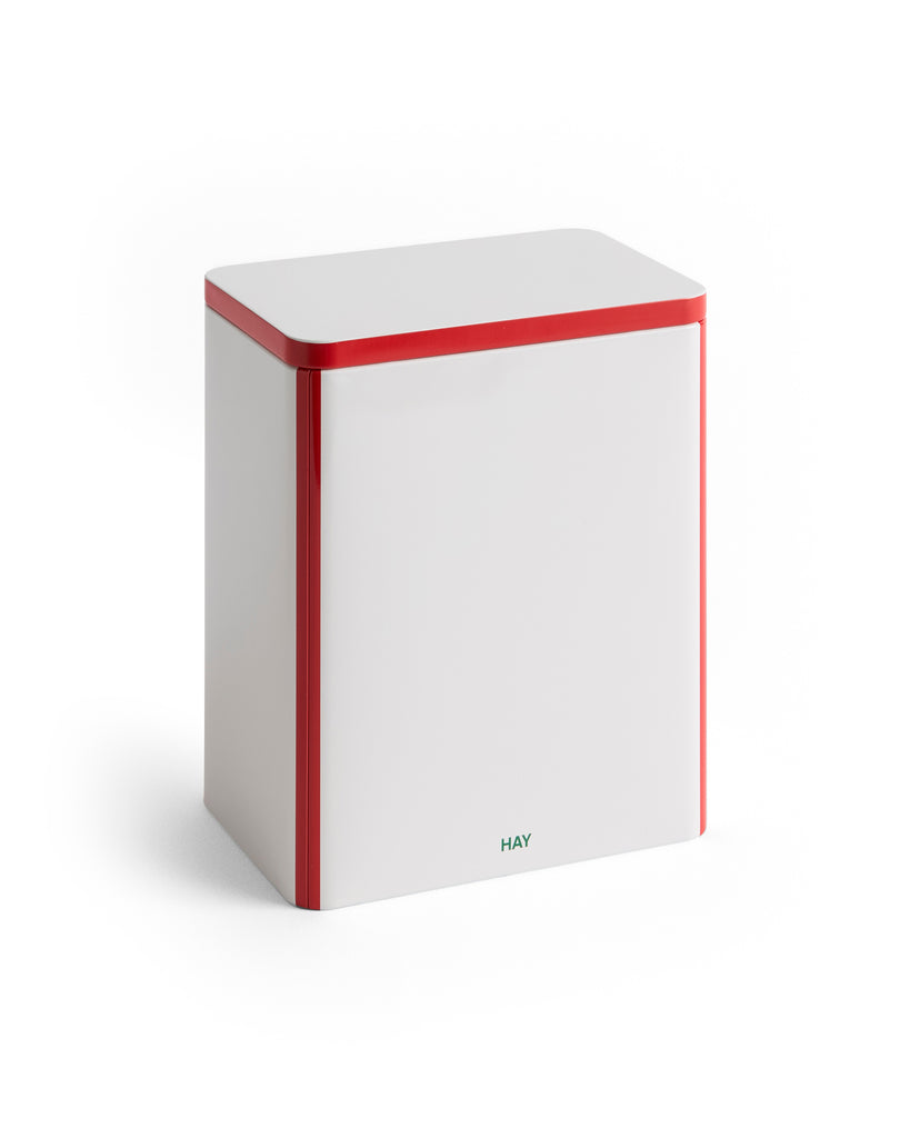 Large Tin Container - Red & White