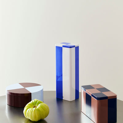 Slim Tin Container - Blue & White