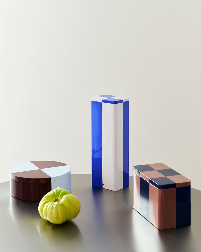 Slim Tin Container - Blue & White