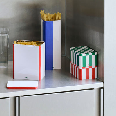 Small Tin Container - Red & White