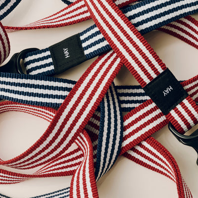 Stripe Dog Leash - Red & White