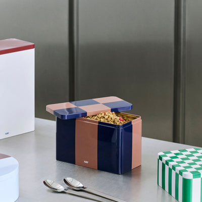 Tin Container - Midnight Blue & Brown