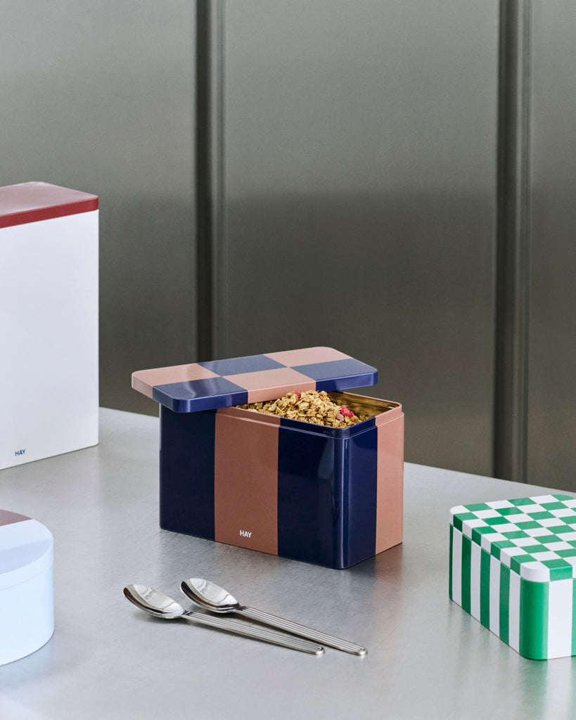 Tin Container - Midnight Blue & Brown