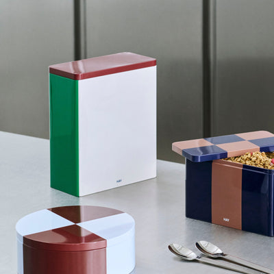 XL Tin Container - Burgundy & Green